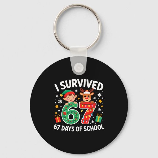 I Survived 67 Days Of School Christmas Candy Cane Schlüsselanhänger (Vorderseite)