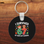 I Survived 67 Days Of School Christmas Candy Cane Schlüsselanhänger (Vorderseite)