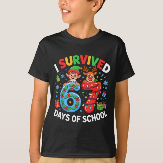 I Survived 67 Days Of School Christmas Candy Cane  T-Shirt (Vorderseite)