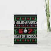 I Survived 67 Days Of School Christmas Meme Six Se Karte (Vorderseite)