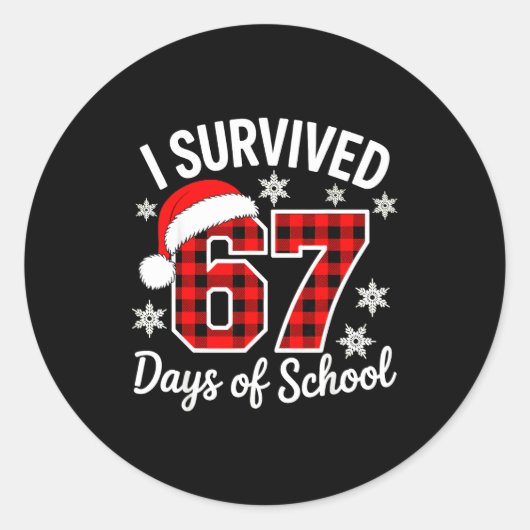 I Survived 67 Days Of School Christmas Runder Aufkleber (Vorderseite)
