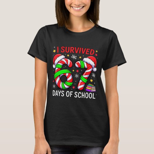 I Survived 67 Days Of School Christmas T-Shirt (Vorderseite)