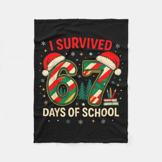 I Survived 67 Days Of School Christmas Teacher  Fleecedecke (Vorderseite)