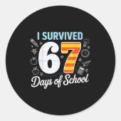 I Survived 67 Days Of School Cl Paper Meme  Runder Aufkleber (Vorderseite)