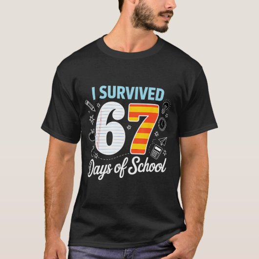 I Survived 67 Days Of School Cl Paper Meme  T-Shirt (Vorderseite)