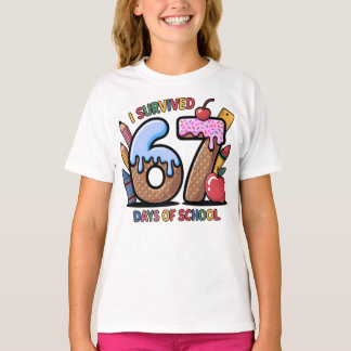 I Survived 67 Days of School Colorful School  T-Shirt