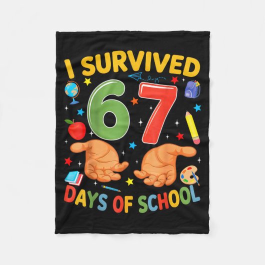 I Survived 67 Days Of School Cool Teacher Design Fleecedecke (Vorderseite)