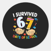 I Survived 67 Days Of School Cool Teacher Design Runder Aufkleber (Vorderseite)