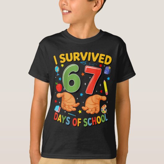 I Survived 67 Days Of School Cool Teacher Design T-Shirt (Vorderseite)