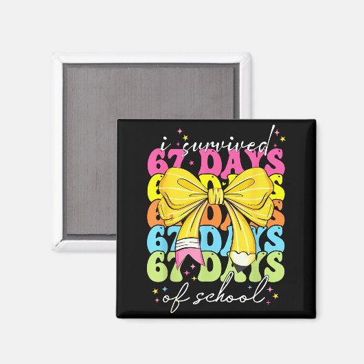 I Survived 67 Days Of School Coquette Bow Student  Magnet (Vorderseite/Rückseite)