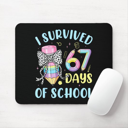 I Survived 67 Days Of School Cute Pastel Pencil Bo Mousepad (Mit Mouse)