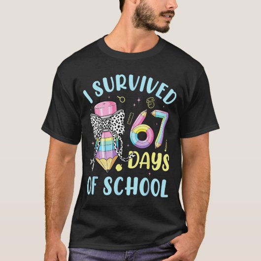 I Survived 67 Days Of School Cute Pastel Pencil Bo T-Shirt (Vorderseite)
