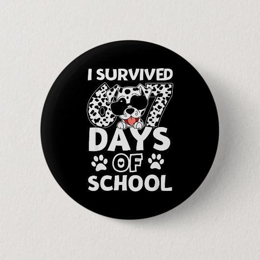 I Survived 67 Days Of School Dabbing Dalmatian Dog Button (Vorderseite)