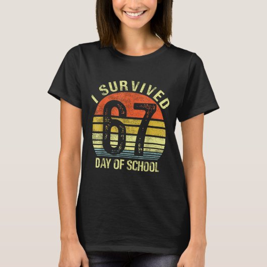 I Survived 67 Days Of School Dabbing Six Seven Mem T-Shirt (Vorderseite)