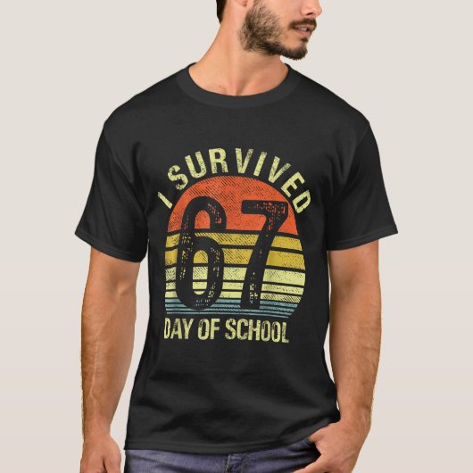 I Survived 67 Days Of School Dabbing Six Seven Mem T-Shirt (Vorderseite)