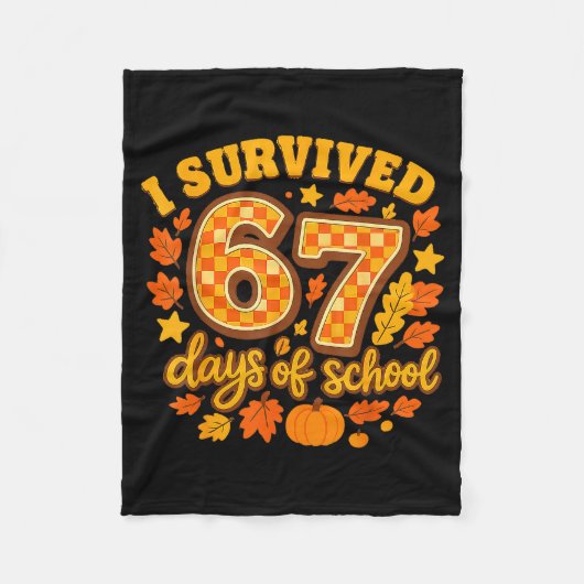 I Survived 67 Days Of School Fall Leaves Cute Autu Fleecedecke (Vorderseite)