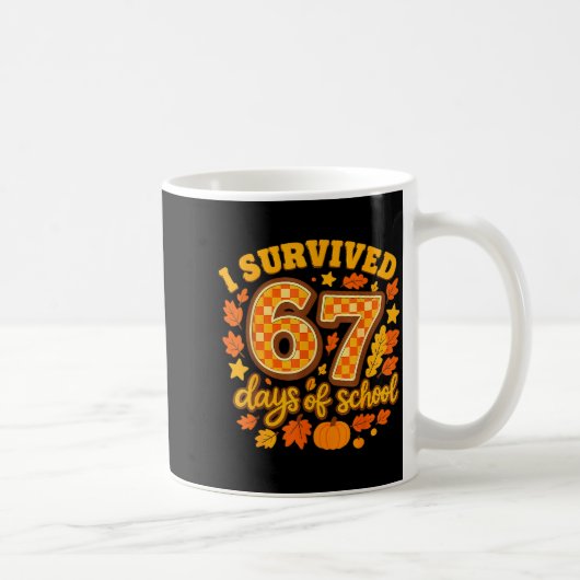 I Survived 67 Days Of School Fall Leaves Cute Autu Kaffeetasse (Rechts)