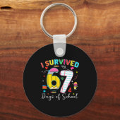 I Survived 67 Days Of School Fun Meme Six Seven 6- Schlüsselanhänger (Vorderseite)