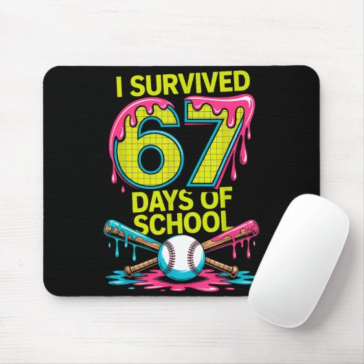 I Survived 67 Days Of School Funny 67 Baseball Sli Mousepad (Mit Mouse)