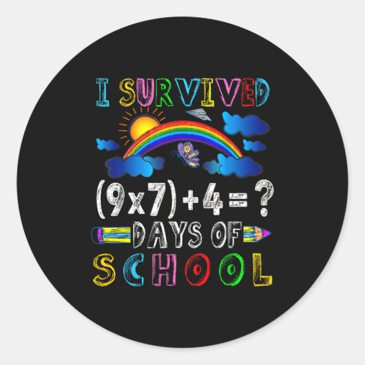I Survived 67 Days Of School Funny 67 Meme Math Te Runder Aufkleber (Vorderseite)