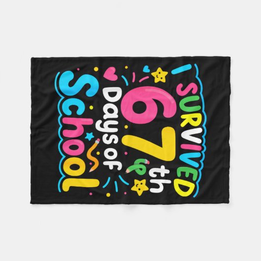 I Survived 67 Days Of School Funny 67 Meme Student Fleecedecke (Vorderseite (Horizontal))