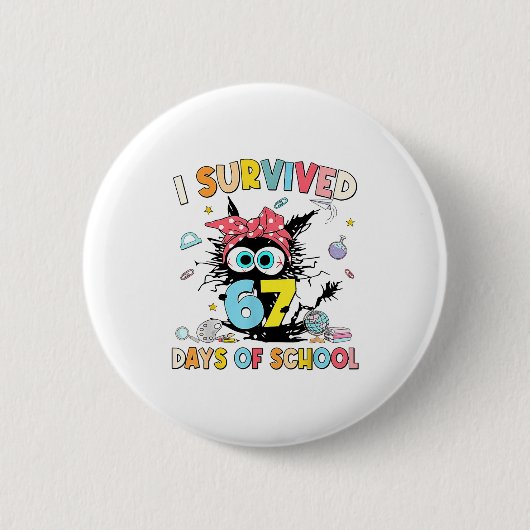 I Survived 67 Days Of School Funny 67 Meme Teacher Button (Vorderseite)
