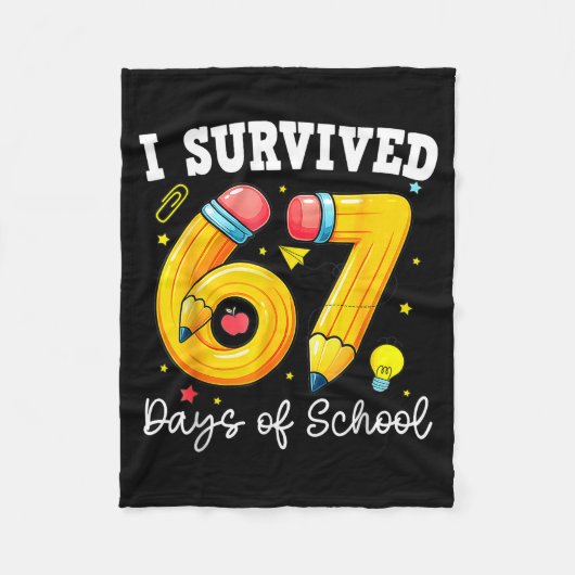 I Survived 67 Days Of School Funny 67 Meme Teacher Fleecedecke (Vorderseite)