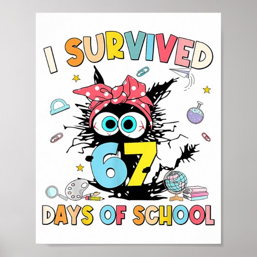 I Survived 67 Days Of School Funny 67 Meme Teacher Poster (Vorne)