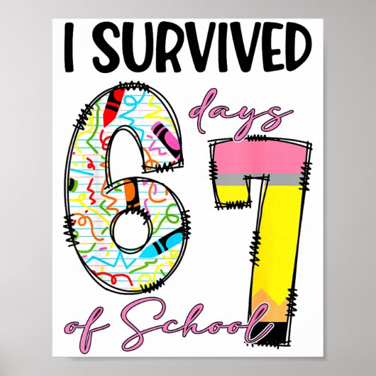 I Survived 67 Days Of School Funny 67 Meme Teacher Poster (Vorne)