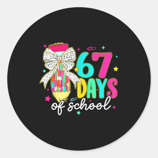 I Survived 67 Days Of School Funny 67 Meme Teacher Runder Aufkleber (Vorderseite)