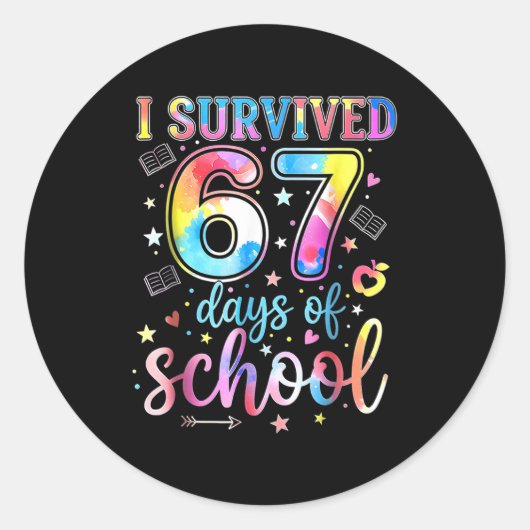 I Survived 67 Days Of School Funny 67 Meme Teacher Runder Aufkleber (Vorderseite)