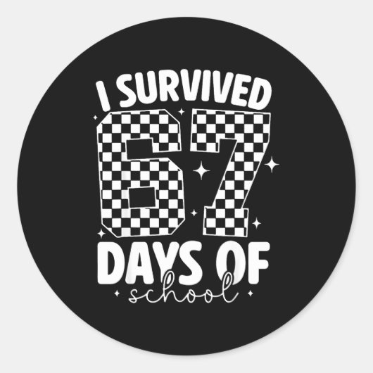 I Survived 67 Days Of School Funny 67 Meme Teacher Runder Aufkleber (Vorderseite)