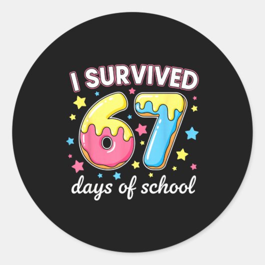 I Survived 67 Days Of School Funny 67 Meme Teacher Runder Aufkleber (Vorderseite)
