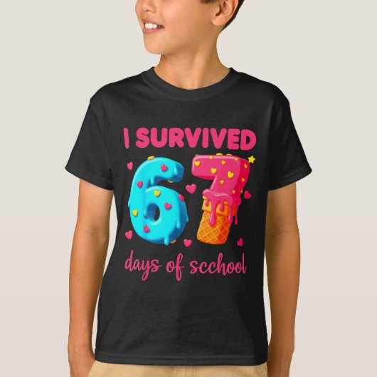 I Survived 67 Days Of School Funny 67 Meme Teacher T-Shirt (Vorderseite)