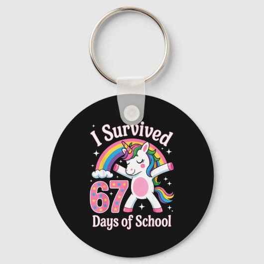 I Survived 67 Days Of School Funny 67 Teachers Kid Schlüsselanhänger (Vorderseite)