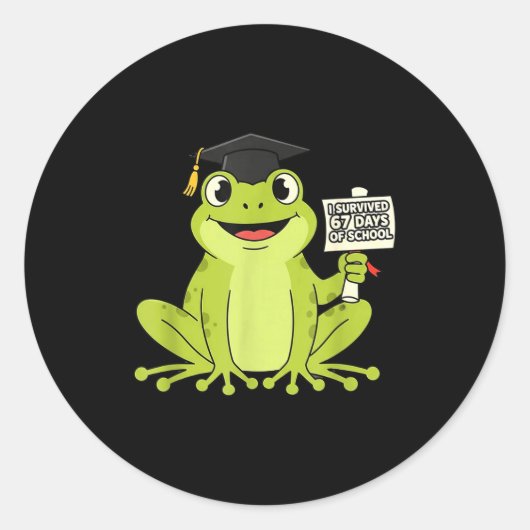 I Survived 67 Days Of School Funny 67 Teachers Stu Runder Aufkleber (Vorderseite)