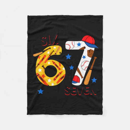 I Survived 67 Days Of School Funny 6 7 Baseball Te Fleecedecke (Vorderseite)