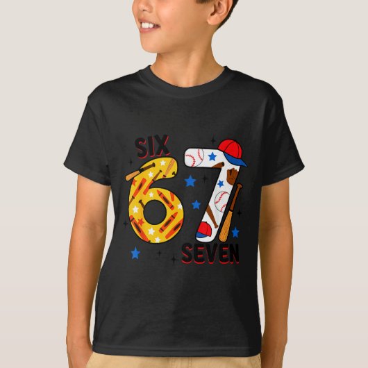 I Survived 67 Days Of School Funny 6 7 Baseball Te T-Shirt (Vorderseite)