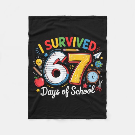 I Survived 67 Days Of School Funny 6 7 Meme Teache Fleecedecke (Vorderseite)