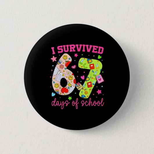 I Survived 67 Days Of School Funny Camouflage Boy Button (Vorderseite)