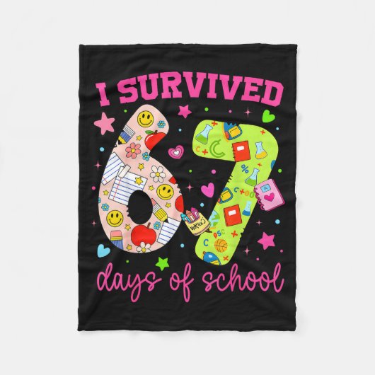 I Survived 67 Days Of School Funny Camouflage Boy Fleecedecke (Vorderseite)