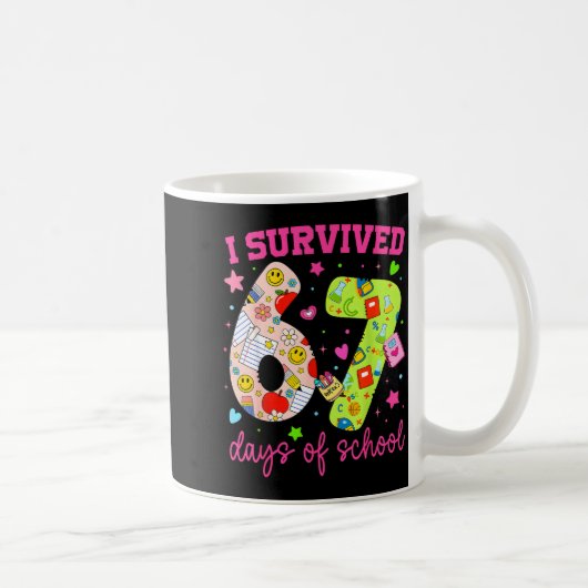 I Survived 67 Days Of School Funny Camouflage Boy Kaffeetasse (Rechts)