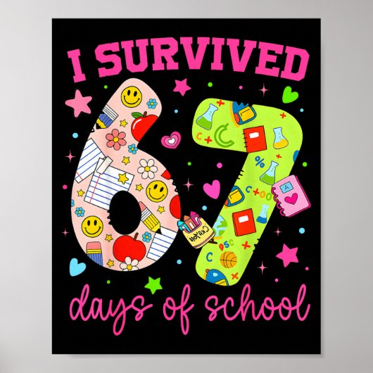 I Survived 67 Days Of School Funny Camouflage Boy Poster (Vorne)