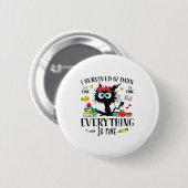 I Survived 67 Days Of School Funny Cat Six Seven M Button (Vorne & Hinten)