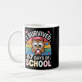 I Survived 67 Days Of School Funny Coffee Owl Scho Kaffeetasse (Links)
