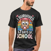 I Survived 67 Days Of School Funny Coffee Owl Scho T-Shirt (Vorderseite)