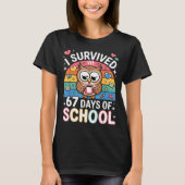I Survived 67 Days Of School Funny Coffee Owl Scho T-Shirt (Vorderseite)