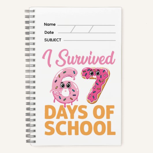 I Survived 67 Days of School Funny Donut Notizblock (Vorderseite)