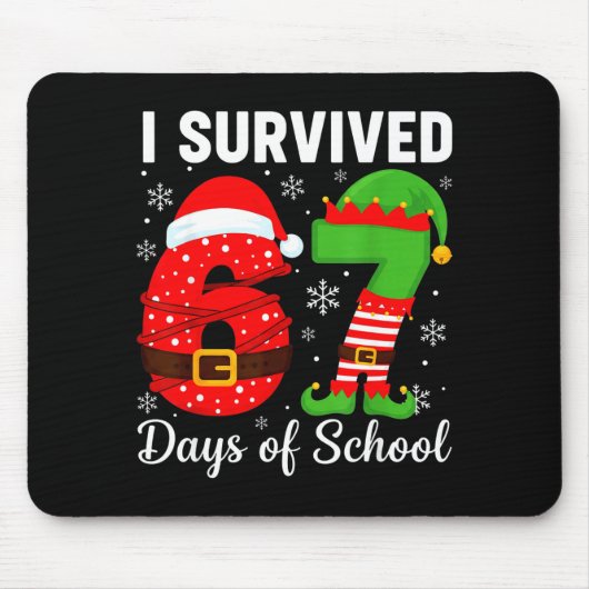I Survived 67 Days Of School Funny Elf Christmas S Mousepad (Vorne)