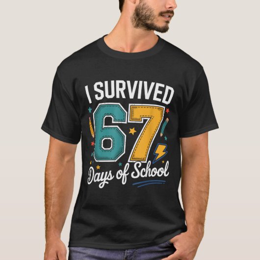 I Survived 67 Days Of School Funny Gen Alpha Quote T-Shirt (Vorderseite)